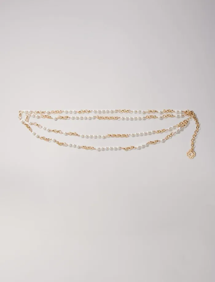 Belts Women Maje Mixed Bead And Metal Belt Gold