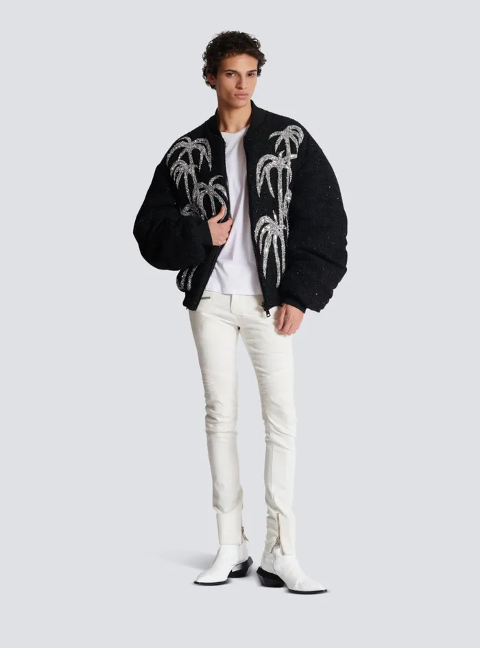 Biker Jeans In White Denim White Men Balmain Denim