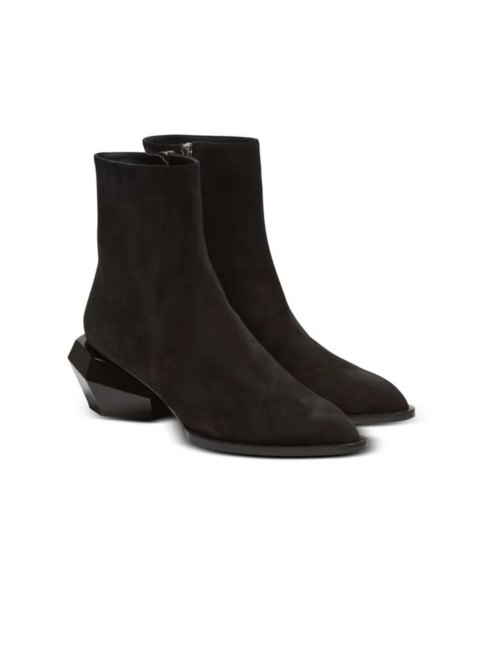 Billy Suede Ankle Boots With Diamond Heel Black Men Balmain Boots And Rangers