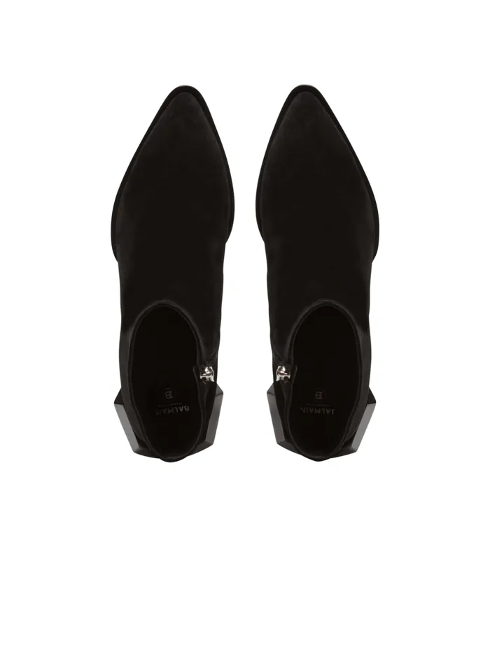Billy Suede Ankle Boots With Diamond Heel Black Men Balmain Boots And Rangers