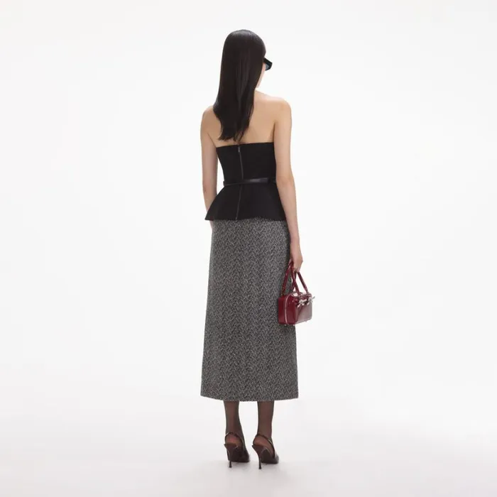 Black Crepe Bandeau Top Women Self Portrait Tops Black Crepe Bandeau Top Women Self Portrait Tops