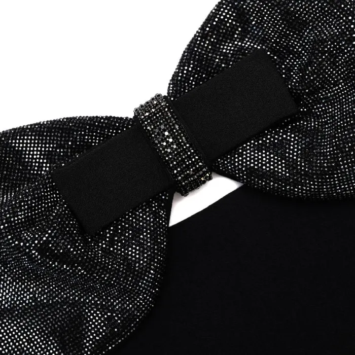 Black Crepe Bow Mini Dress Women Self Portrait Dresses Black Crepe Bow Mini Dress Women Self Portrait Dresses