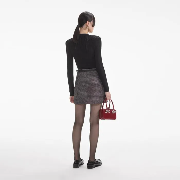 Black Pointelle Knit Top Women Self Portrait Tops