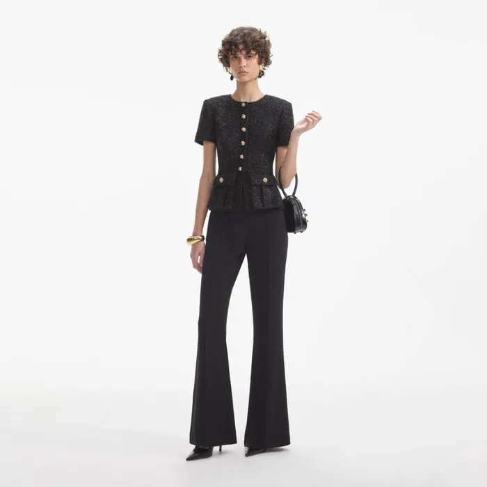 Black Tinsel Boucle Jumpsuit Women Self Portrait Dresses