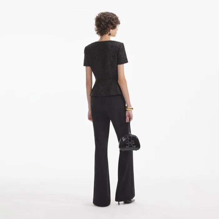 Black Tinsel Boucle Jumpsuit Women Self Portrait Dresses