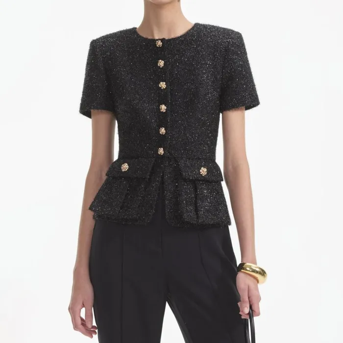 Black Tinsel Boucle Jumpsuit Women Self Portrait Dresses