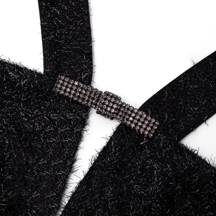 Black Tinsel Boucle Midi Dress Women Self Portrait Dresses