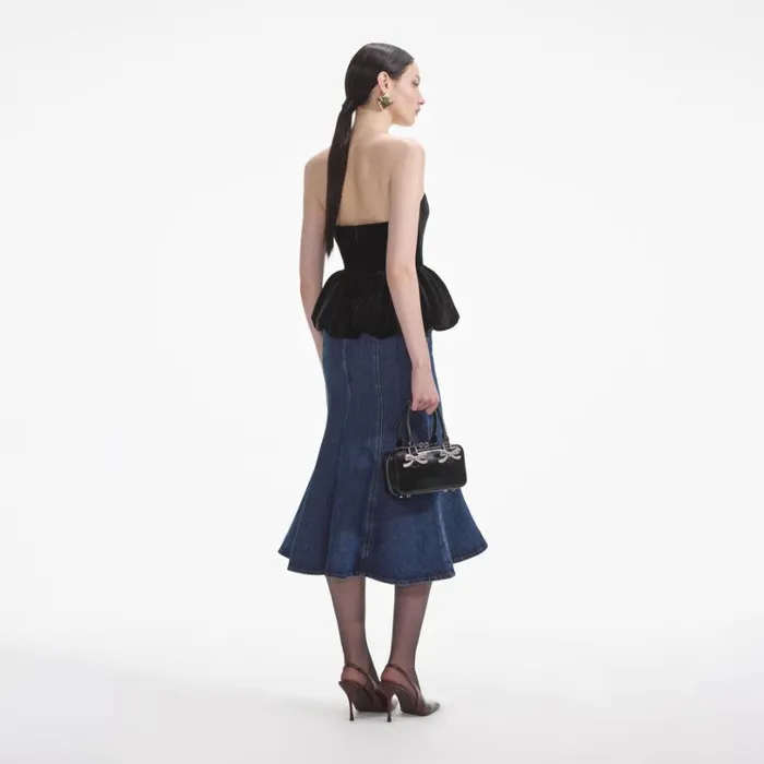 Black Velvet Bandeau Top Women Self Portrait Tops