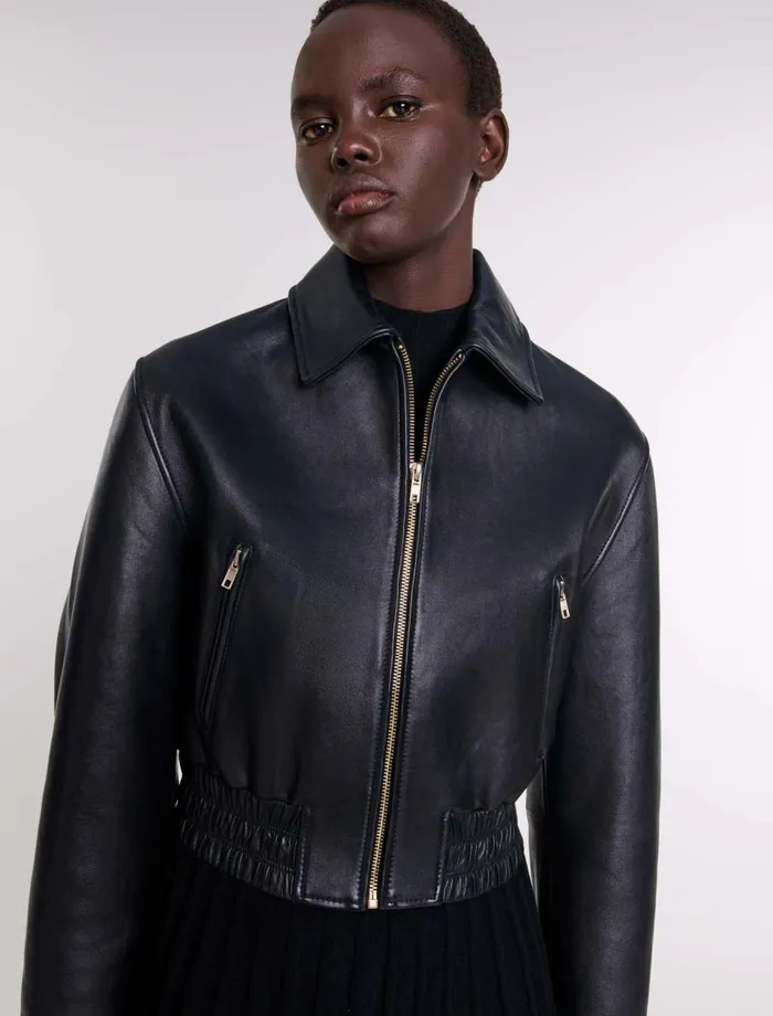 Blazers and Jackets Women Maje Leather Jacket Black