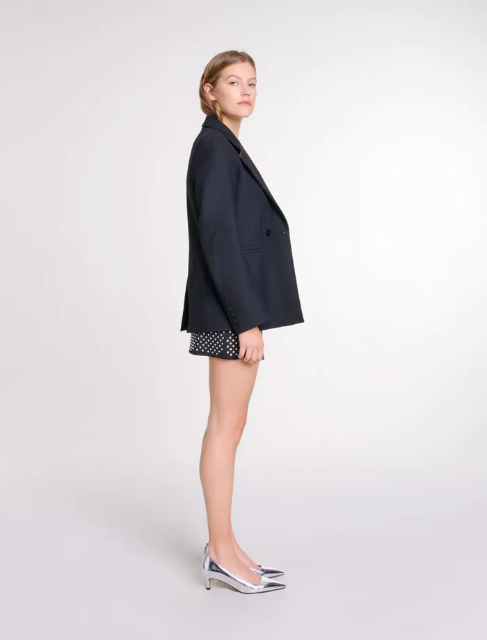 Blazers and Jackets Women Maje Suit Jacket With Brooch Black