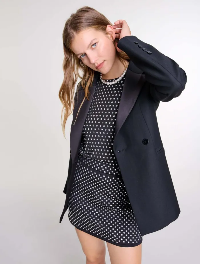 Blazers and Jackets Women Maje Suit Jacket With Brooch Black