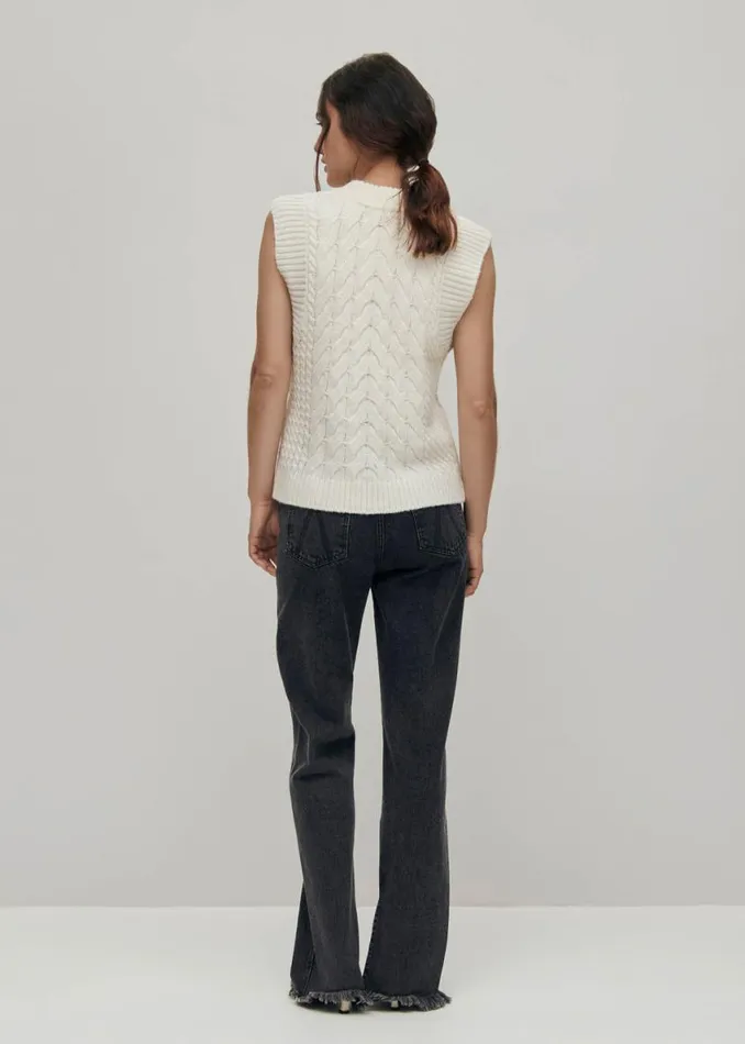 Blazers Vests Women ALOHAS Cosy White Tricot Vest