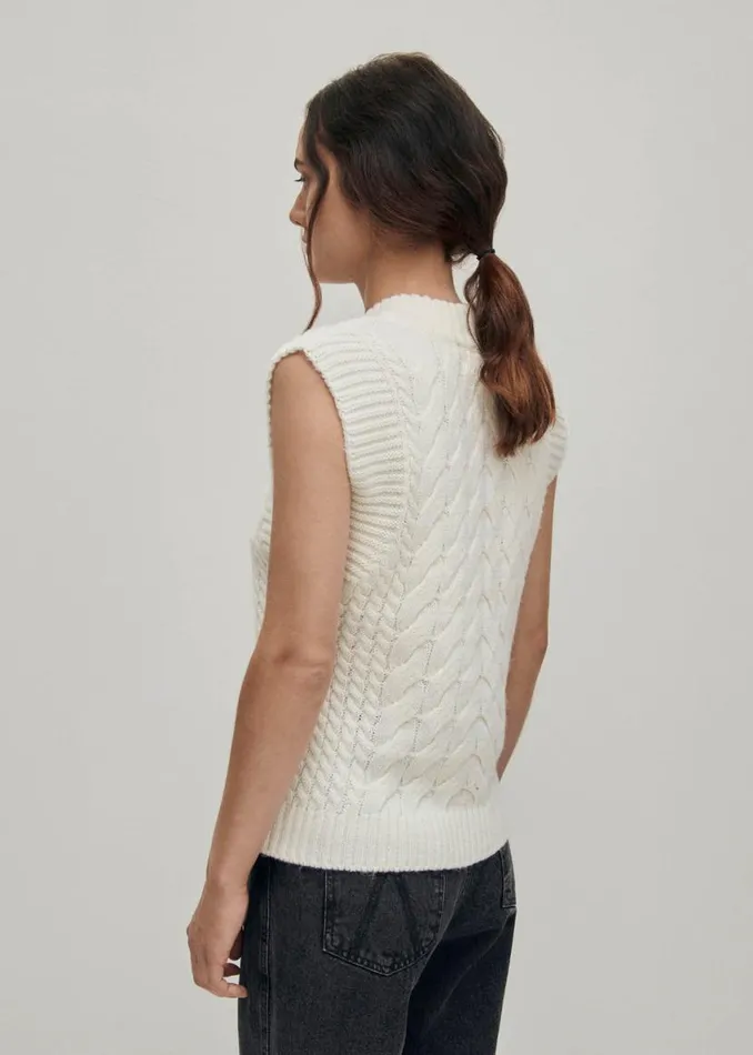 Blazers Vests Women ALOHAS Cosy White Tricot Vest