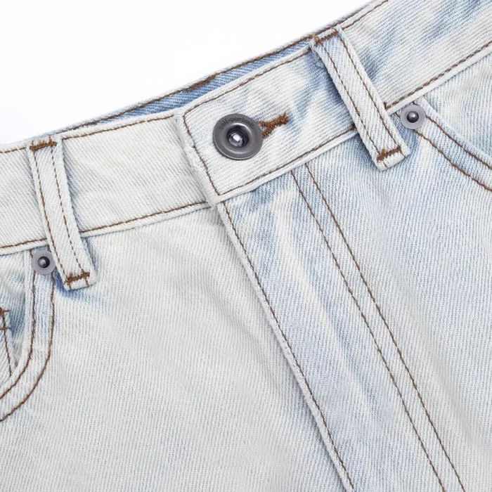 Bleach Wash Denim Maxi Skirt Women Self Portrait Bottoms