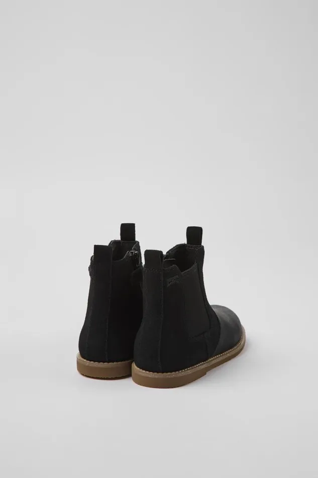 Boots Kids Camper Savina Black Nubuck And Leather Ankle Boots