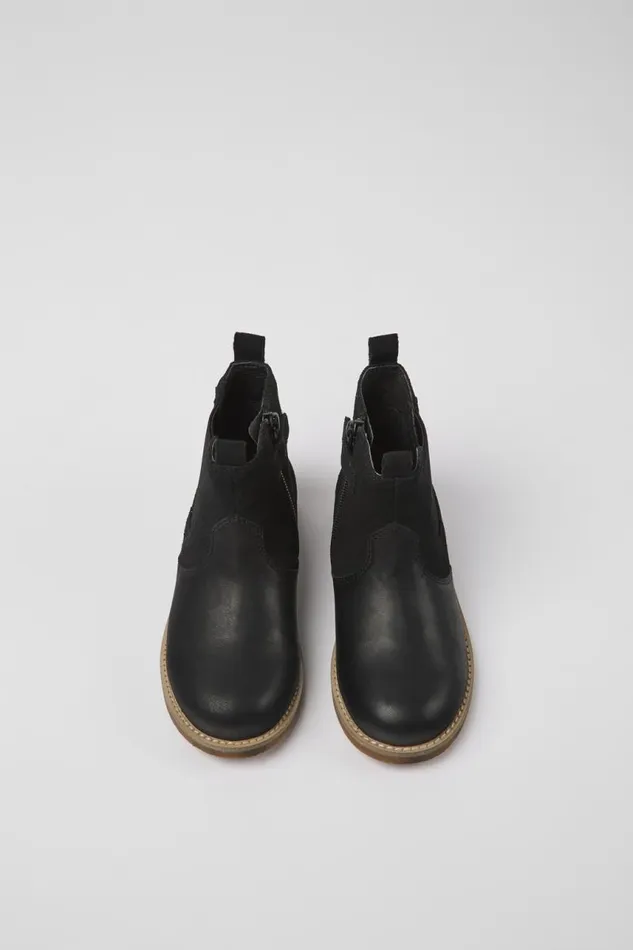 Boots Kids Camper Savina Black Nubuck And Leather Ankle Boots