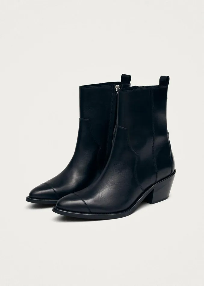 Boots Women ALOHAS Austin Black Leather Ankle Boots