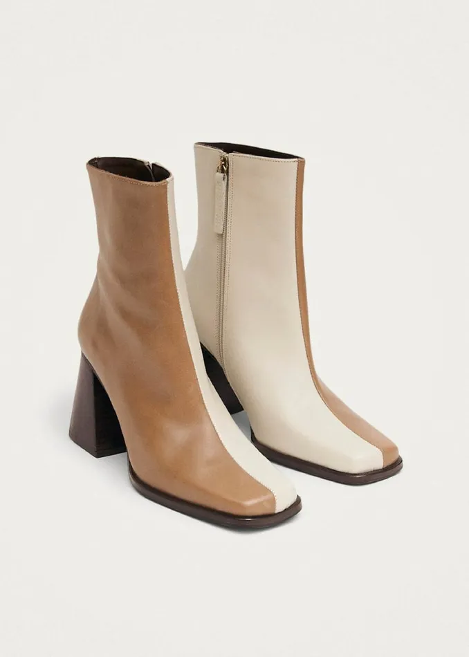 Boots Women ALOHAS South Bicolor Camel Beige Leather Ankle Boots