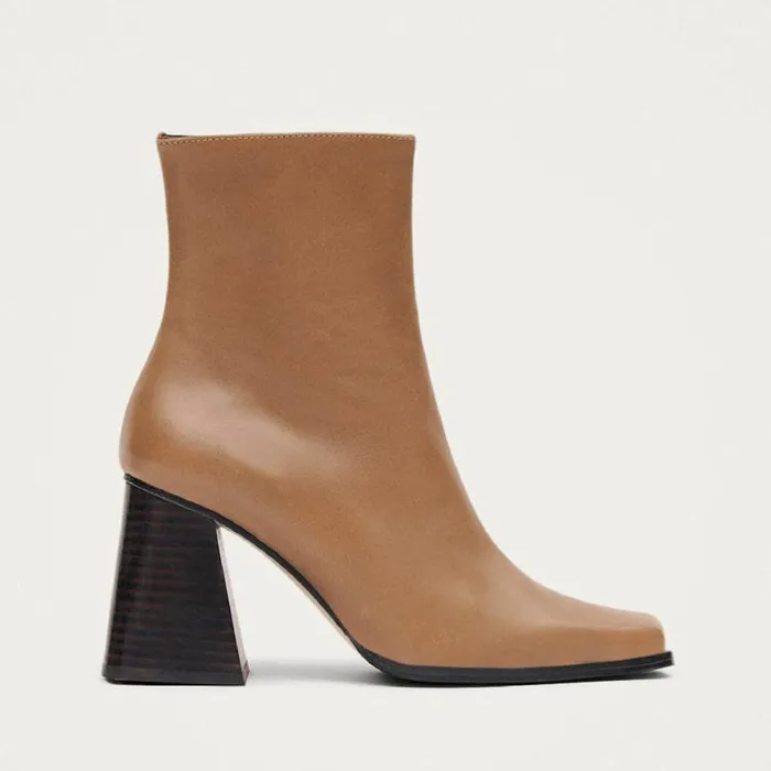 Boots Women ALOHAS South Bicolor Camel Beige Leather Ankle Boots