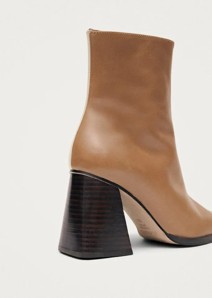 Boots Women ALOHAS South Bicolor Camel Beige Leather Ankle Boots