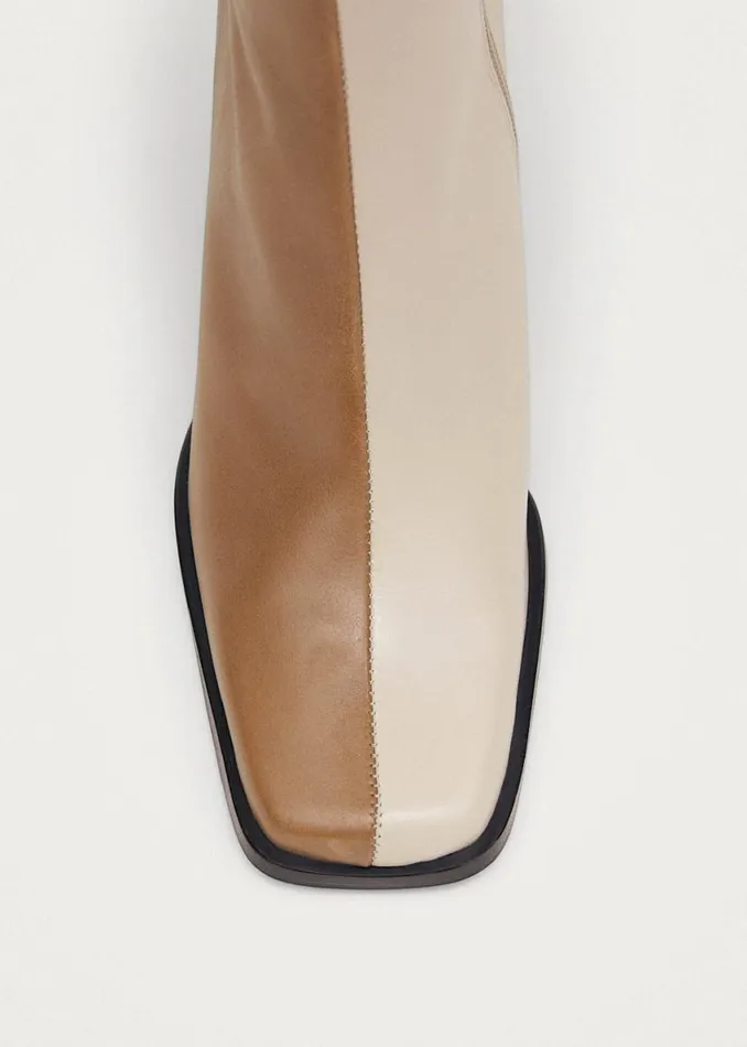 Boots Women ALOHAS South Bicolor Camel Beige Leather Ankle Boots
