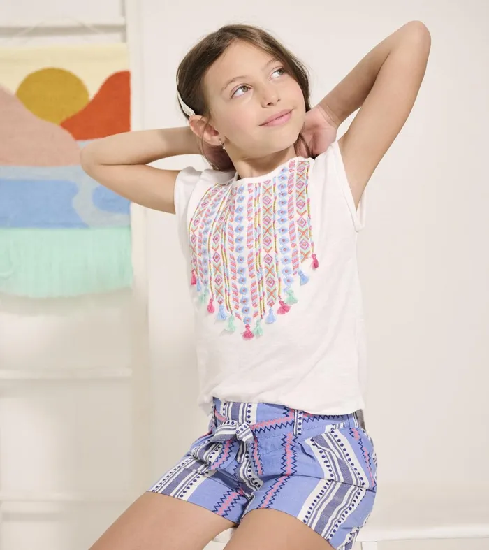 Bottoms Girls Hatley Girls Boho Stripe Paper Bag Shorts