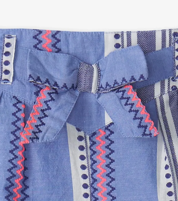 Bottoms Girls Hatley Girls Boho Stripe Paper Bag Shorts