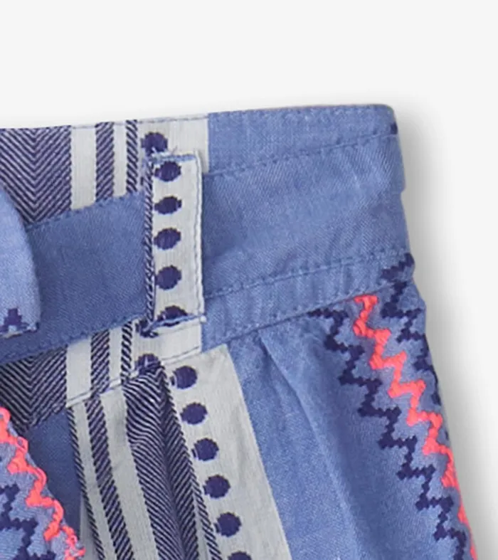 Bottoms Girls Hatley Girls Boho Stripe Paper Bag Shorts