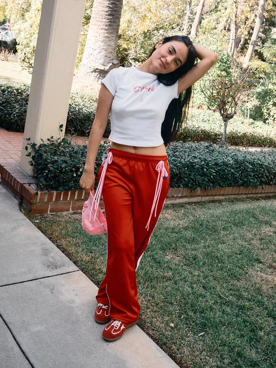 Bottoms Lisa Says Gah Women Bows and Rose Lacrosse Pants Red Pink