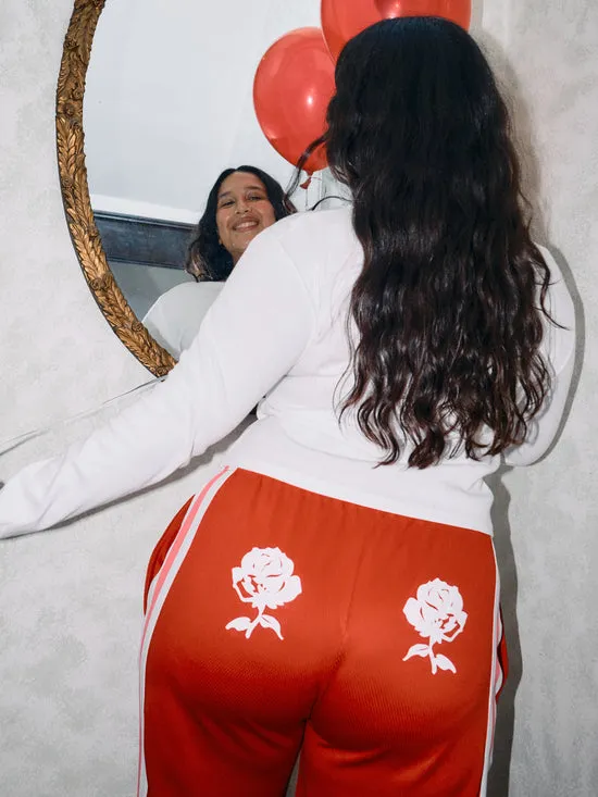 Bottoms Lisa Says Gah Women Bows and Rose Lacrosse Pants Red Pink