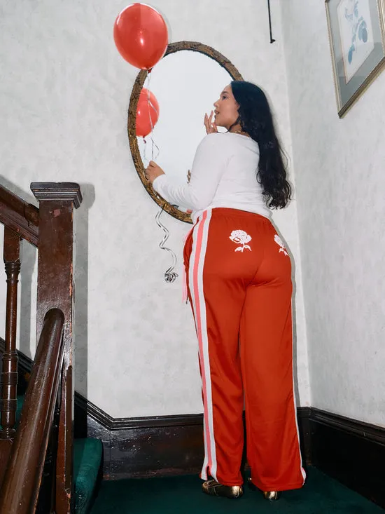 Bottoms Lisa Says Gah Women Bows and Rose Lacrosse Pants Red Pink