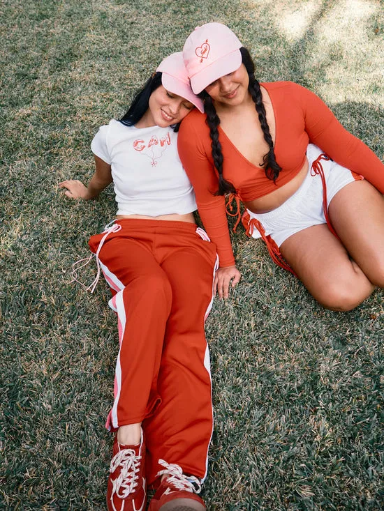 Bottoms Lisa Says Gah Women Bows and Rose Lacrosse Pants Red Pink