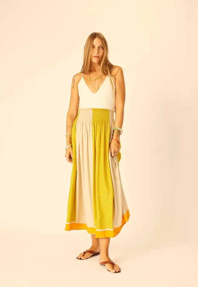 Bottoms Shop Natalie Martin BELLA SKIRT Block Zigzag Tangerine