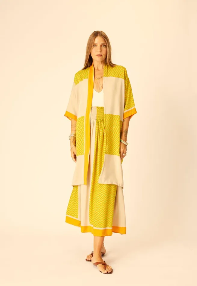 Bottoms Shop Natalie Martin BELLA SKIRT Block Zigzag Tangerine