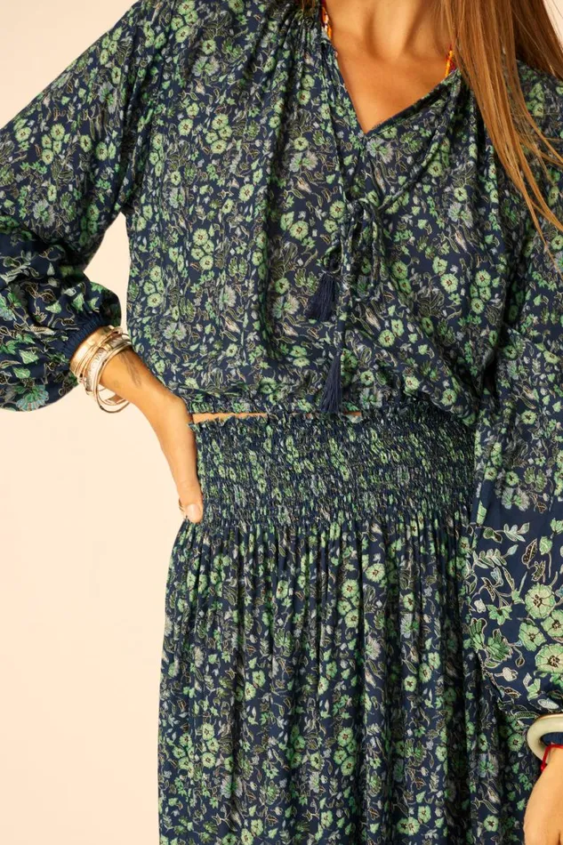 Bottoms Shop Natalie Martin BELLA SKIRT Petite Fleur Marine