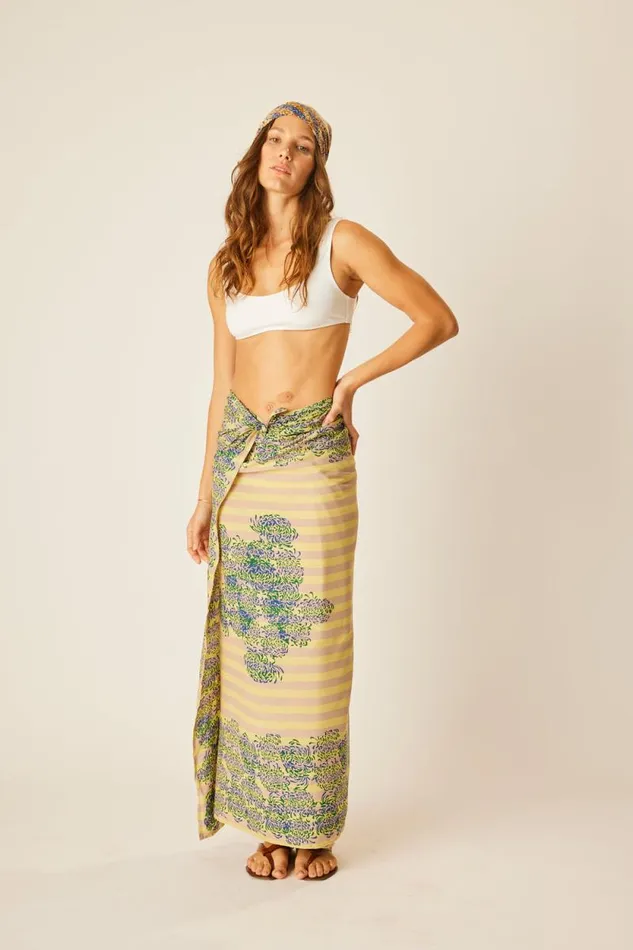Bottoms Shop Natalie Martin SARONG Batik Chrysanthemum Bluegreen