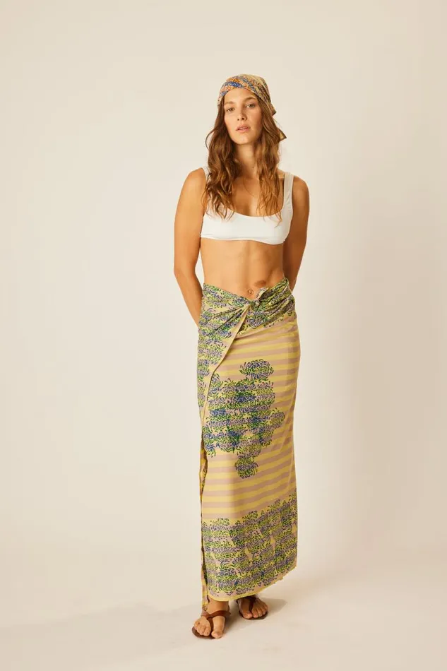 Bottoms Shop Natalie Martin SARONG Batik Chrysanthemum Bluegreen