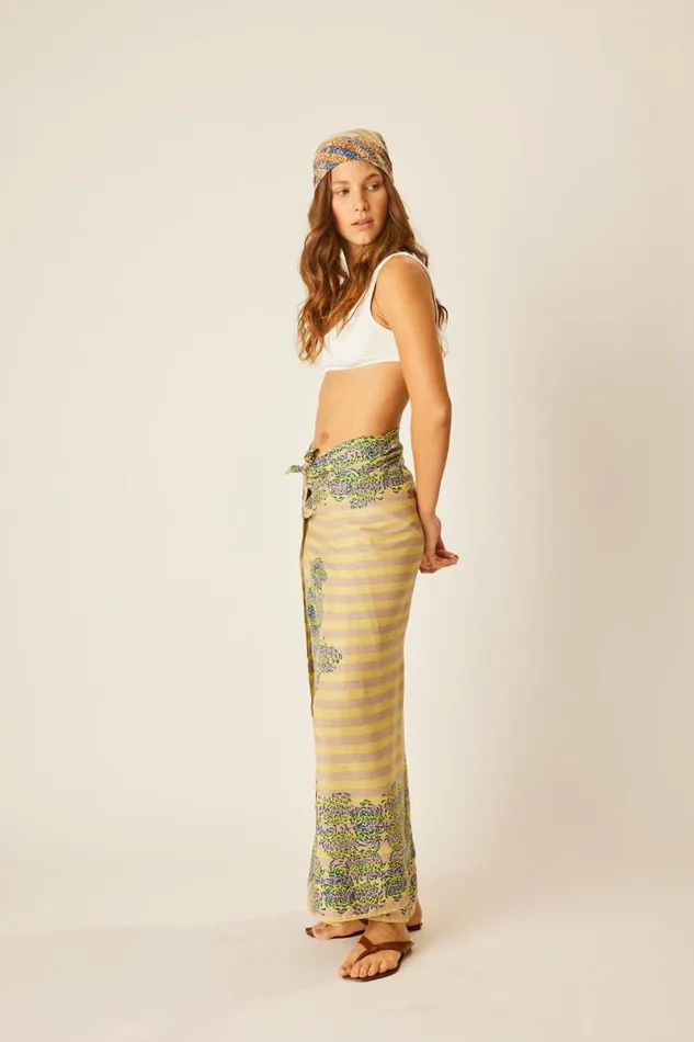 Bottoms Shop Natalie Martin SARONG Batik Chrysanthemum Bluegreen