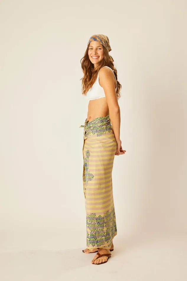 Bottoms Shop Natalie Martin SARONG Batik Chrysanthemum Bluegreen