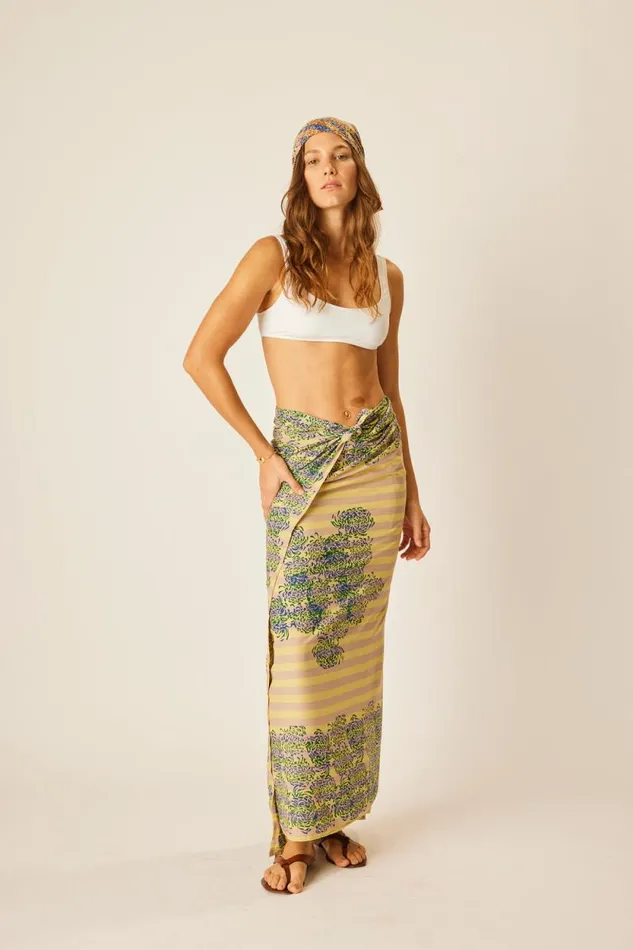 Bottoms Shop Natalie Martin SARONG Batik Chrysanthemum Bluegreen