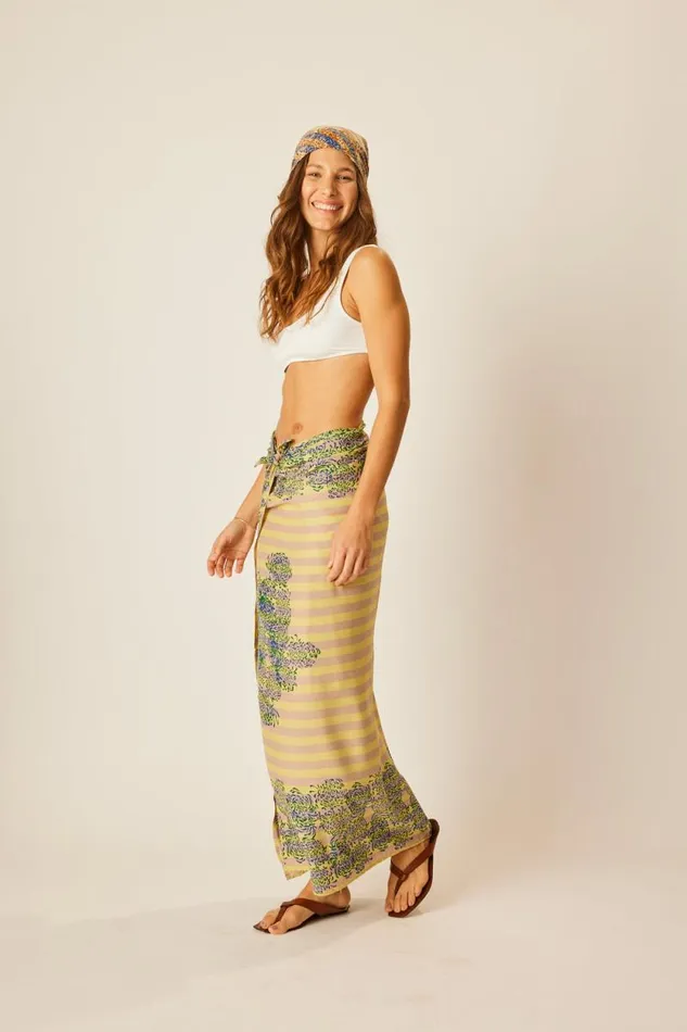 Bottoms Shop Natalie Martin SARONG Batik Chrysanthemum Bluegreen