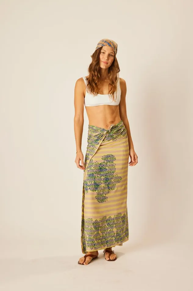 Bottoms Shop Natalie Martin SARONG Batik Chrysanthemum Bluegreen