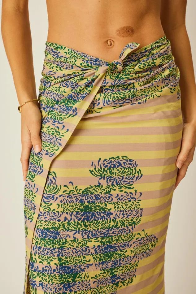 Bottoms Shop Natalie Martin SARONG Batik Chrysanthemum Bluegreen