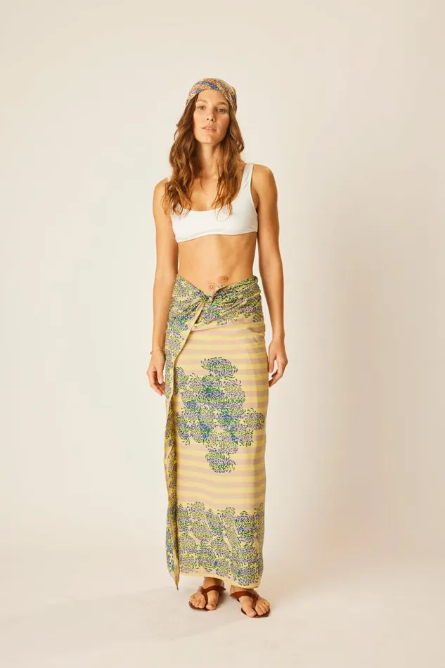Bottoms Shop Natalie Martin SARONG Batik Chrysanthemum Bluegreen