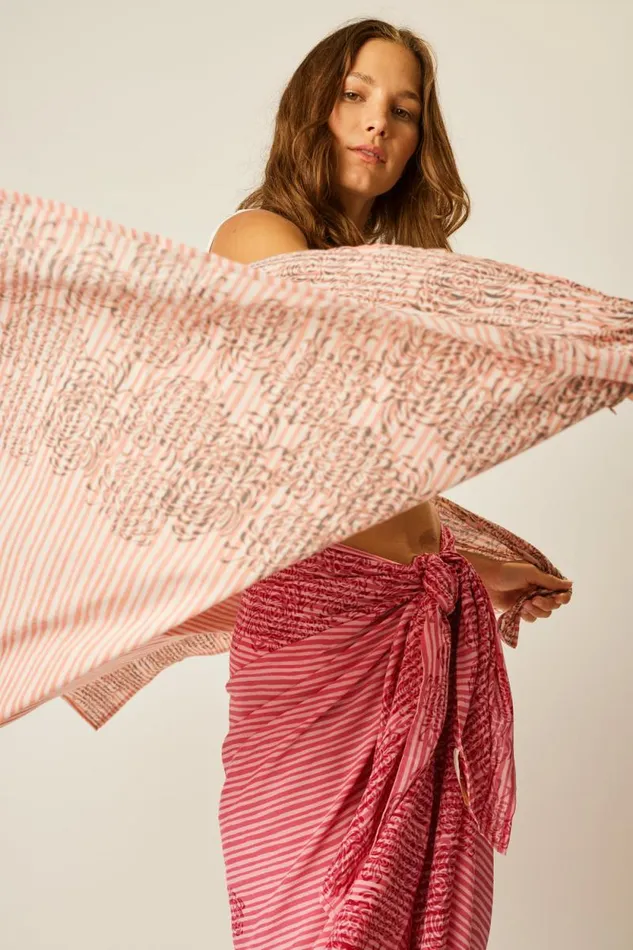 Bottoms Shop Natalie Martin SARONG Batik Chrysanthemum Fuchsia