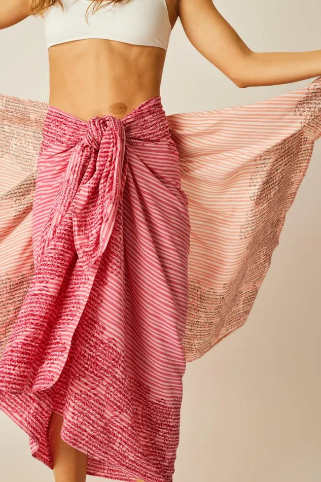Bottoms Shop Natalie Martin SARONG Batik Chrysanthemum Fuchsia
