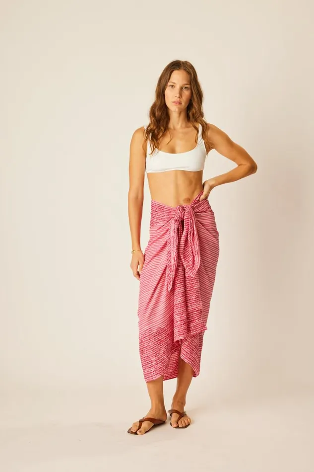 Bottoms Shop Natalie Martin SARONG Batik Chrysanthemum Fuchsia