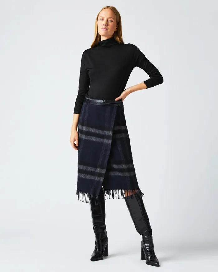 Bottoms Women Billy Reid Blanket Wrap Skirt Blackgrey