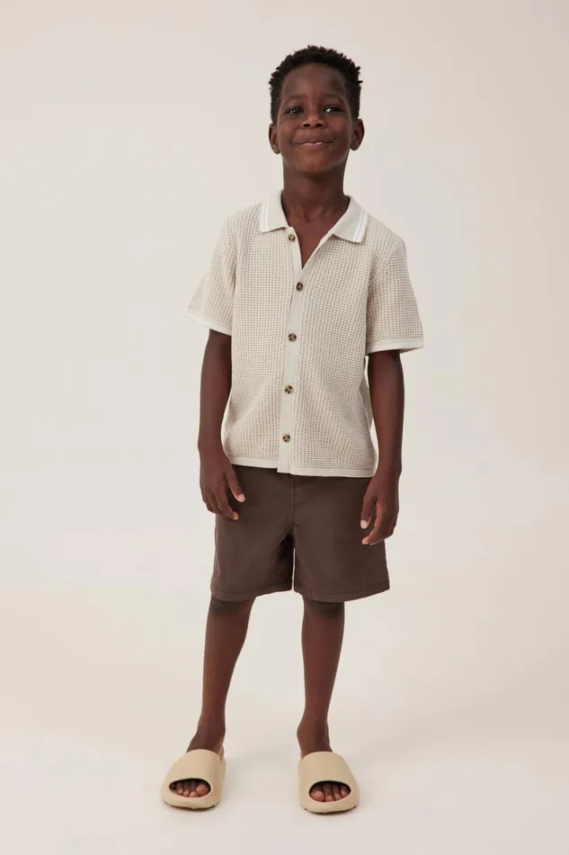 Boys 214 Shirts Cotton On Knitted Short Sleeve Shirt Rainy Daywaffle Knit