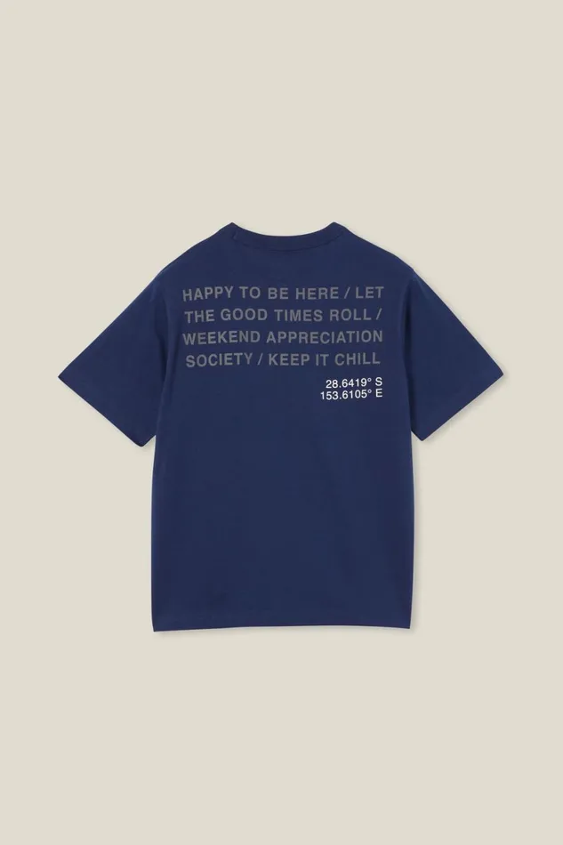 Boys 214 Tops and TShirts Cotton On Jono Short Sleeve Print Tee In The Navyhappiness Comes In Waves
